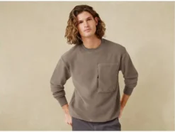 Herren Fleece-Sweatshirt, mit Reißverschluss-Brusttasche