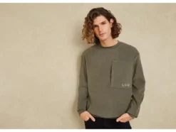 Herren Fleece-Sweatshirt, mit Reißverschluss-Brusttasche