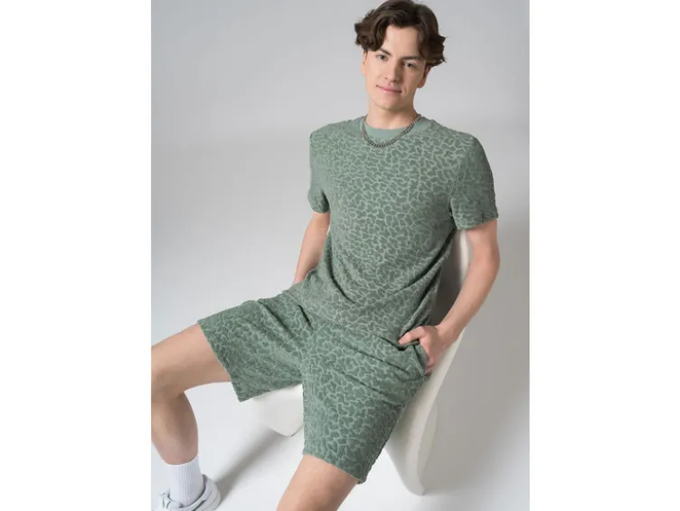 Herren Frottee-Shorts, leger geschnitten, grün