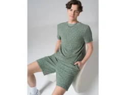Herren Frottee-T-Shirt, leger geschnitten, grün
