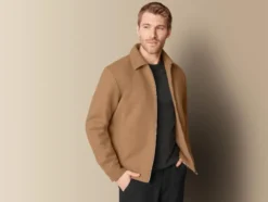 Herren Jacke mit Kentkragen, in Wolloptik