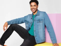 Herren Jeansjacke mit Kentkragen
