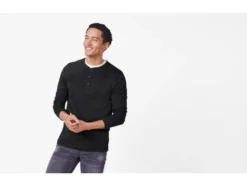 Herren Langarmshirt mit Knopfleiste