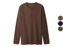 Herren Langarmshirt mit Knopfleiste