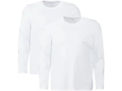 Herren Langarmshirts, 2 Stück, aus reiner Baumwolle