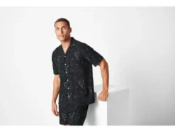 Herren Resortshirt, mit durchgehender Knopfleiste