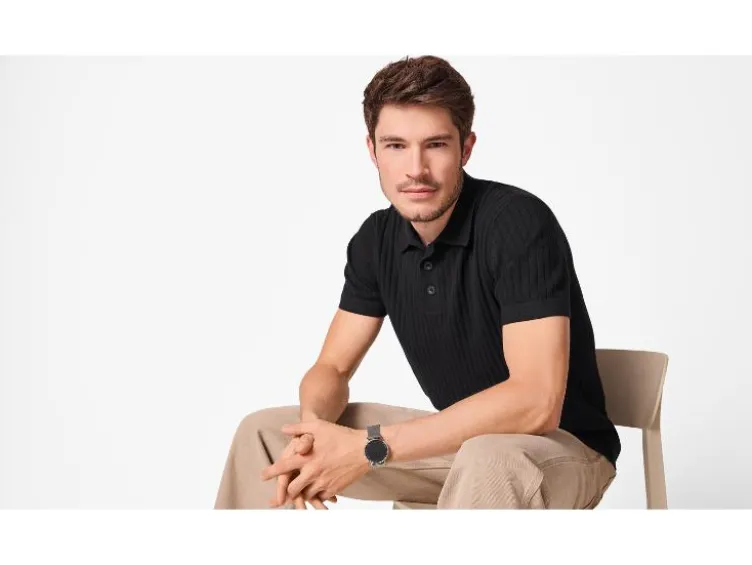 Herren Strick-Poloshirt