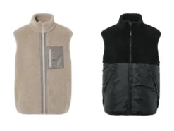 Herren Teddyfleece-Weste, mit Stehkragen