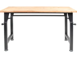 Höhenverstellbare Werkbank, B 135 X T 60 X H 85 - 105cm, 200kg Belastung, FSC 100%, Fichte