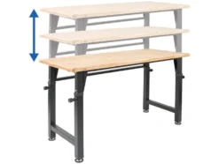 Höhenverstellbare Werkbank, B 135 X T 60 X H 85 - 105cm, 200kg Belastung, FSC 100%, Fichte