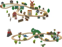 Holzeisenbahn-Set »Farm / Dinosaurier«
