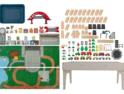Holzeisenbahn Spieltisch, 100-teilig