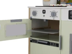 Holz-Küche, 3-fach höhenverstellbar, mit bespielbarer Rückseite