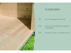 Karibu Gartenhaus »Carlos«, Satteldach, Witterungsschutz, Tür mit 3 Lichtausschnitten