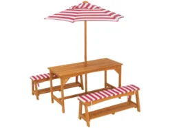Kinder Gartentisch Set, mit Sonnenschirm