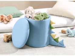 Kinderhocker mit Aufbewahrung, mit Holzfüßen