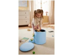 Kinderhocker mit Aufbewahrung, mit Holzfüßen