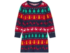 Kinder Strickkleid, mit weihnachtlichen Motiven