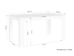 KIRA Tischgruppe, Tisch 140 oder 160 cm, 4 Stühle