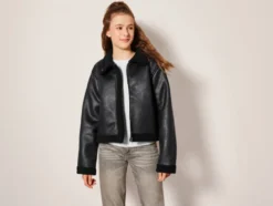 Kleinkinder Kinder Bikerjacke in Velourslederoptik
