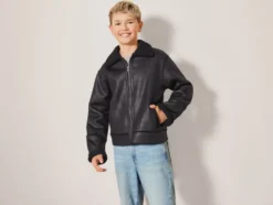 Kleinkinder Kinder Bikerjacke in Velourslederoptik