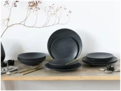 Kombiservice »Waves Black«, 12-teilig
