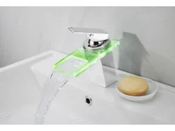 LED-Waschtischarmatur, mit Wasserfall-Auslauf