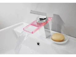 LED-Waschtischarmatur, mit Wasserfall-Auslauf