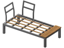 Loungeecke, 3-teilig, aus Alu und Holz, braun/grau