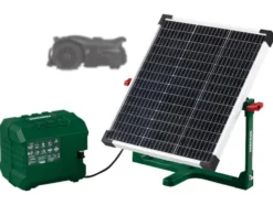 Mähroboter-Komplettset: Solar-Ladestation, PPAMR 1250 A1 mit Kamera & Garage