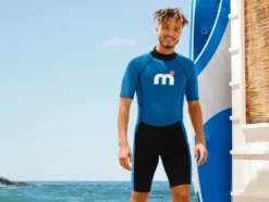 Neoprenanzug Shorty, kurz, mit Reißverschluss am Rücken, blau/schwarz