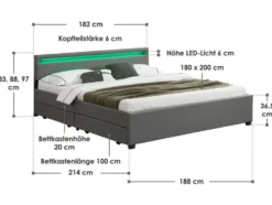 Polsterbett »Lyon« mit LED-Beleuchtung