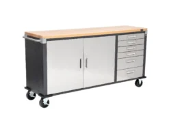 ProLine Werkbank mit Rollen, L 195 X B 51 X H 95 cm, 320kg Belastung, FSC 100%, Buche