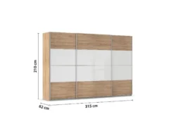 Quadra Schwebetürenschrank mit Glaselementen