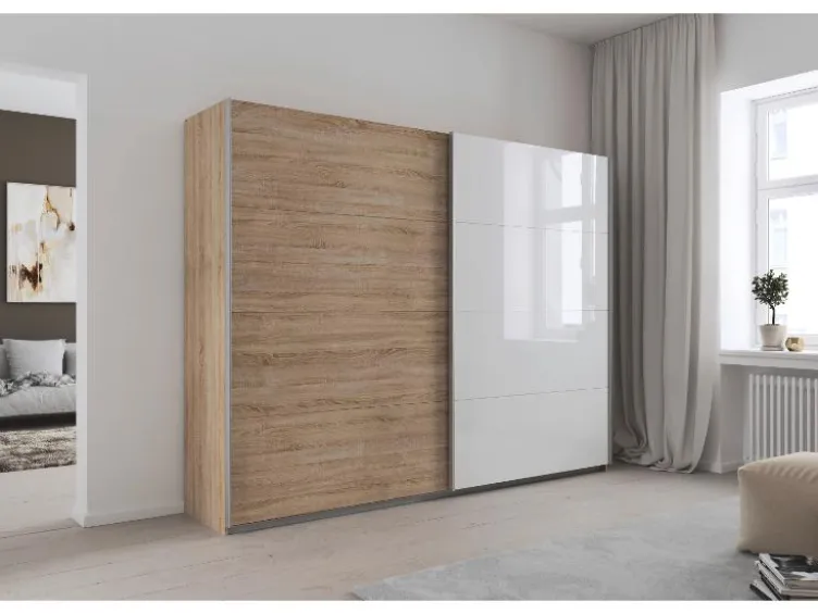 Quadra Schwebetürenschrank mit Glaselementen