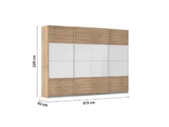 Quadra Schwebetürenschrank mit Glaselementen