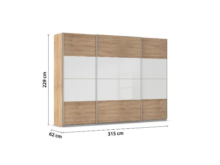 Quadra Schwebetürenschrank mit Glaselementen