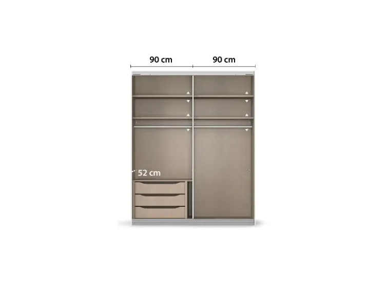 Quadra Schwebetürenschrank mit Glaselementen