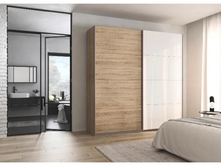 Quadra Schwebetürenschrank mit Glaselementen