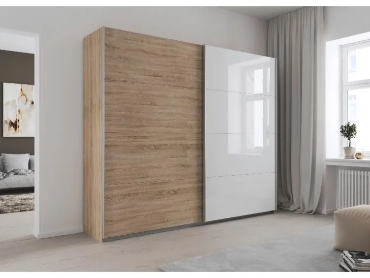 Quadra Schwebetürenschrank mit Glaselementen