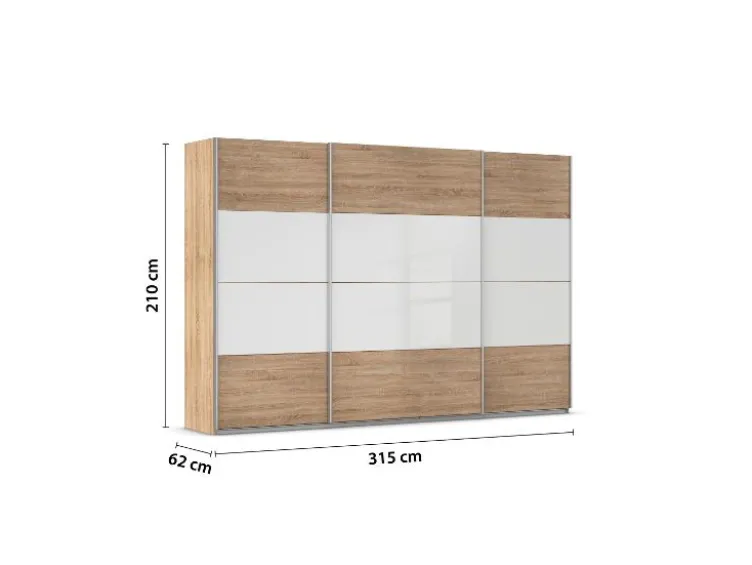 Quadra Schwebetürenschrank mit Glaselementen