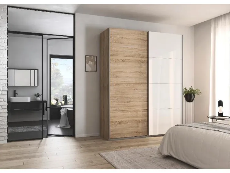 Quadra Schwebetürenschrank mit Glaselementen