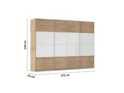 Quadra Schwebetürenschrank mit Glaselementen