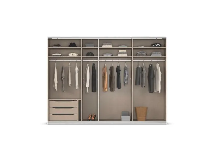Quadra Schwebetürenschrank mit Glaselementen