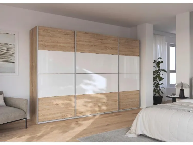 Quadra Schwebetürenschrank mit Glaselementen