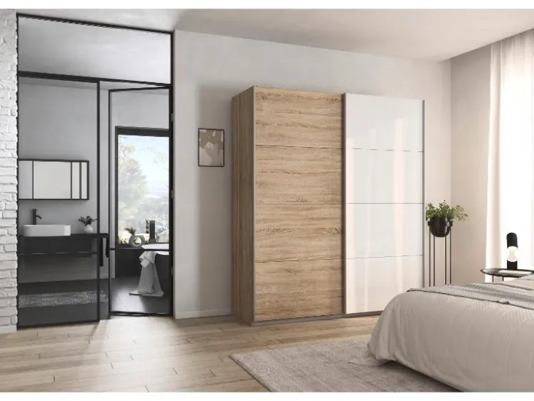 Quadra Schwebetürenschrank mit Glaselementen