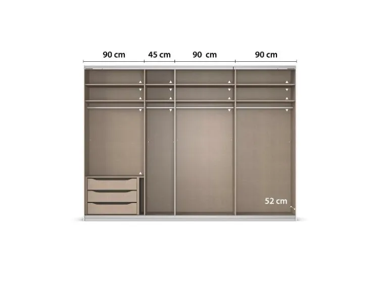 Quadra Schwebetürenschrank mit Glaselementen