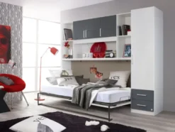 Querklappbett »ALBERO«, mit Regalelement und Schrank