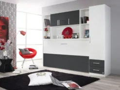 Querklappbett »ALBERO«, mit Regalelement und Schrank