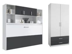 Querklappbett »ALBERO«, mit Regalelement und Schrank
